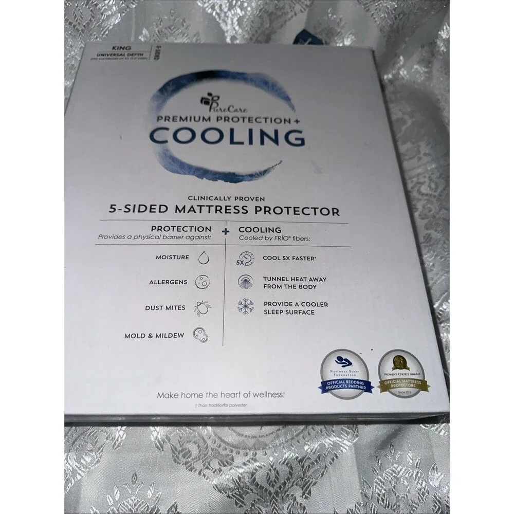 PURECARE Premium Protection Cooling 5-Sided Mattress Protector King